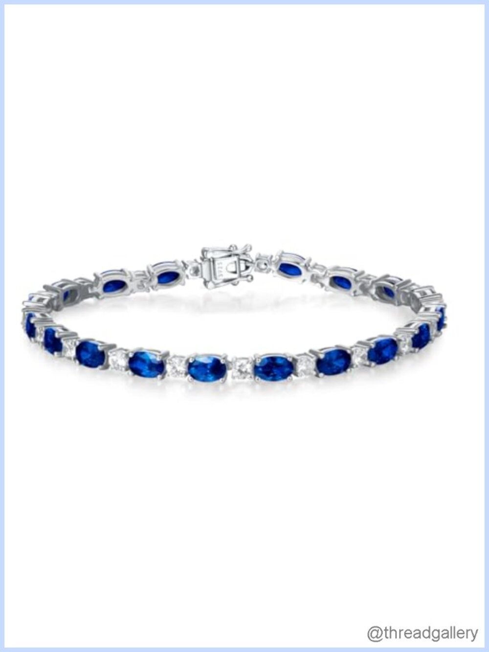 Sterling Silver Tennis Bracelet Gemstone Oval 7 Inch Gift for Her